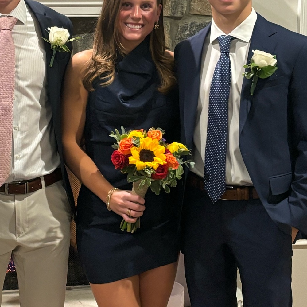 Lulu's Navy Blue Backless Dress